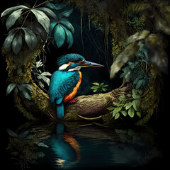 Naklejka premium King Fisher Habitats. Generative AI