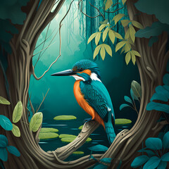 Obraz premium King Fisher Habitats. Generative AI