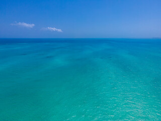 Drone view of Caribbean Sea at Isla Blanca, Mexico
