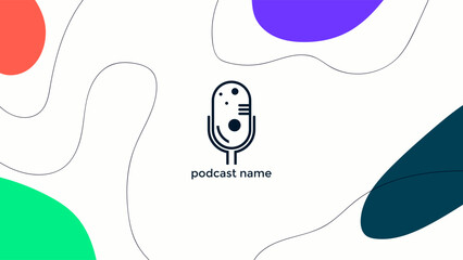 ABSTRACT TEMPLATE PODCAST MICROPHONE FLAT COLOR LIQUID DESIGN BACKGROUND VECTOR. GOOD FOR COVER DESIGN, BANNER, WEB,SOCIAL MEDIA