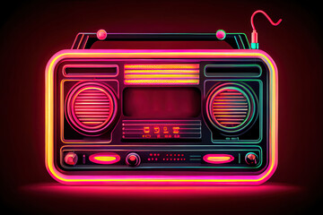 On air blue neon frame. Generative Ai