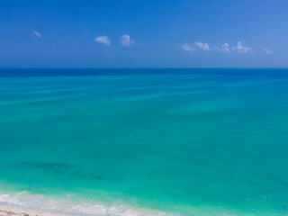 Fototapeta premium Drone view of Caribbean Sea at Isla Blanca, Mexico