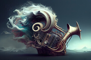 Obraz premium Wonderful Music elements design. Generative Ai