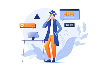 404 error concept with people scene. Vector illustration.