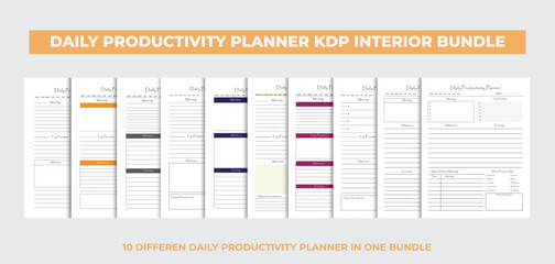 Daily productivity planner design template kdp interior