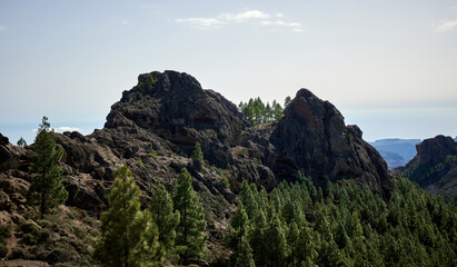 Beautiful shot of Roque Nublo on the island of Gran Canaria