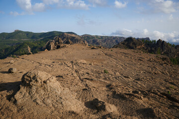 Beautiful view of Roque Bentayga nature preserve on Canary Islands, Spain