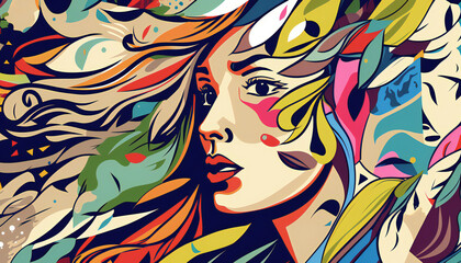 Naklejka premium women seamless colorful pattern background 
