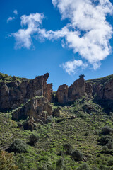 Fototapeta na wymiar View of the hiking mountains in Caldera de Mandaba on a sunny day