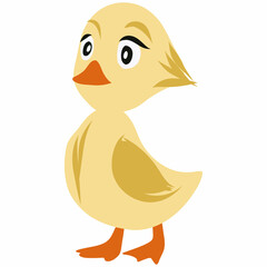 Yellow duck childish illustration.