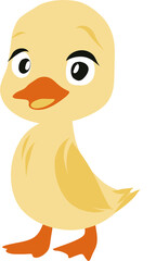 Yellow duck childish illustration.