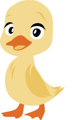 Yellow duck childish illustration.