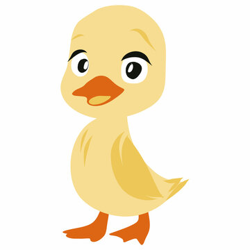 Yellow duck childish illustration.