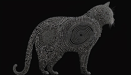 Colorful Dot Painting of a Cat