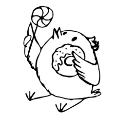 vector easter sweet tooth chicken with donuts and lollipop on a white background
