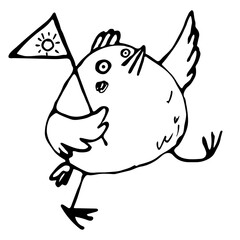 vector chicken with flag on a white background