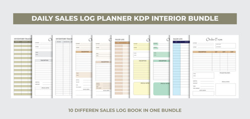 Daily sales log book planner kdp interior bundle
