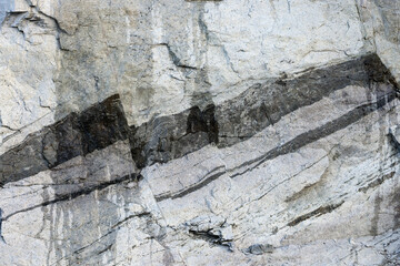 Geological layers on the surface of a mountain rock