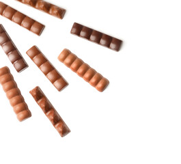 ?andy bars isolated on white background top view copy space