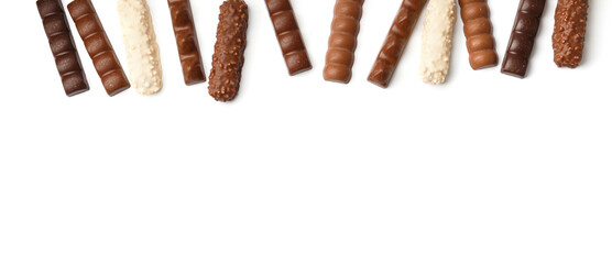 ?andy bars isolated on white background top view copy space