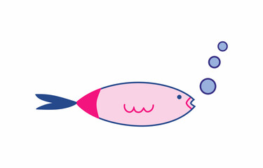 Vector aquarium fish silhouette illustration. Colorful cartoon flat aquarium fish icon for your design