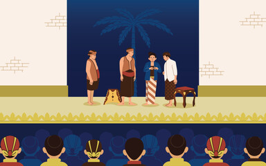 illustration of Javanese traditional performing arts ketoprak, vector art illustration