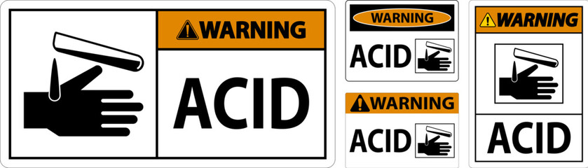 Warning Acid Sign On White Background