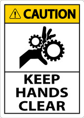 Caution Keep Hands Clear On White Background
