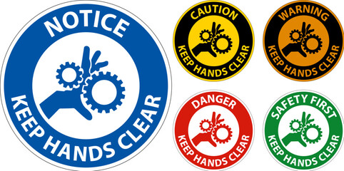 Caution Keep Hands Clear On White Background