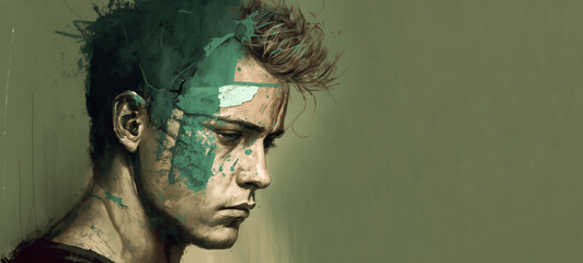 concept of depression, depressed on the street feeling anxious and lonely, social documentary concept Created using generative AI tools..