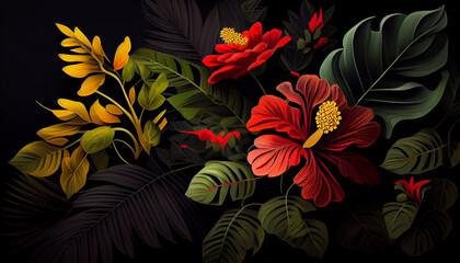 Beautiful-Flowers-dark-background-Ai-generated-image