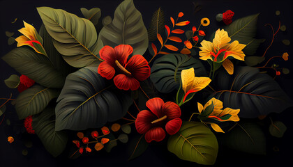 Beautiful-Flowers-dark-background-Ai-generated-image