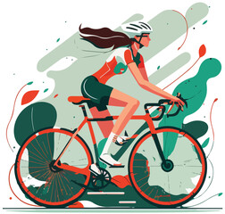 cyclist girl on a bicycle - obrazy, fototapety, plakaty