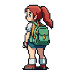 pixel art girl with a backpack