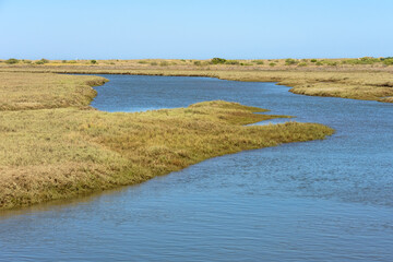 Formosa estuary near of the Tavira island in the Algarve region of Portugal in a sunny day in summer.