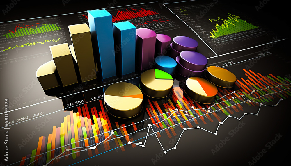 Wall mural a stunning abstract background of a rising graph and stacks of gold coins signifying success and gro