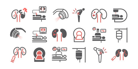 Fototapeta premium Kidney Cancer Symptoms. Causes. Diagnostics. Line icons set. Vector signs for web graphics.