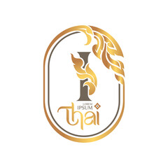 concept of  letter I, logotype design  Thai art style 