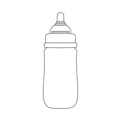 Baby Milk Bottle Outline Icon Illustration on Isolated White Background