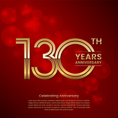 130 year anniversary. Anniversary logo design with double line concept. Golden anniversary template. Logo Vector Template