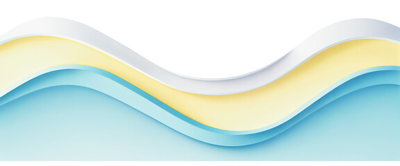 Abstract sea wave with copy space in pastel blue and yellow . Png, isolated, transparent banner or background Graphic Resource for sea wave in blue, white, yellow vector style..
