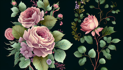 Set-of-floral-branch Ai-generated-image