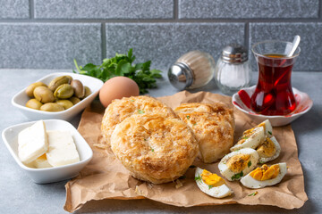 Turkish Traditional Bakery Bagel (Boyoz) and boiled egg