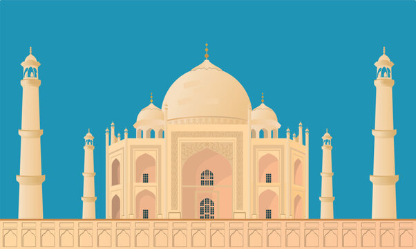 Taj Mahal. India. from the front. Vector.