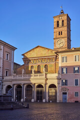 Fototapeta na wymiar Basilica di Santa Maria in Trastevere, romanesque styled church in Trastevere, Rome 