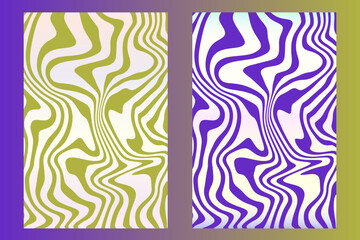 Fototapeta na wymiar Two abstract vector backgrounds for decor. Winding dynamic lines, stripes