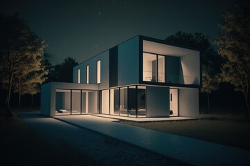 Beautiful modern minimalist house, generative ai