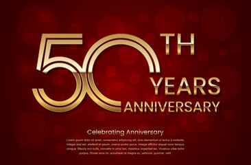50th Anniversary. Anniversary logo design with double line concept. Golden anniversary template. Logo Vector Template