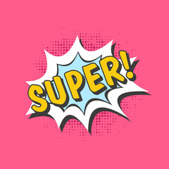 Super icon in pop art style on pink background