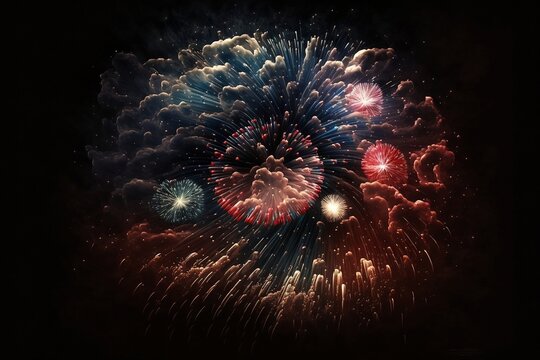 fireworks in the night sky, 4th of july oncept 